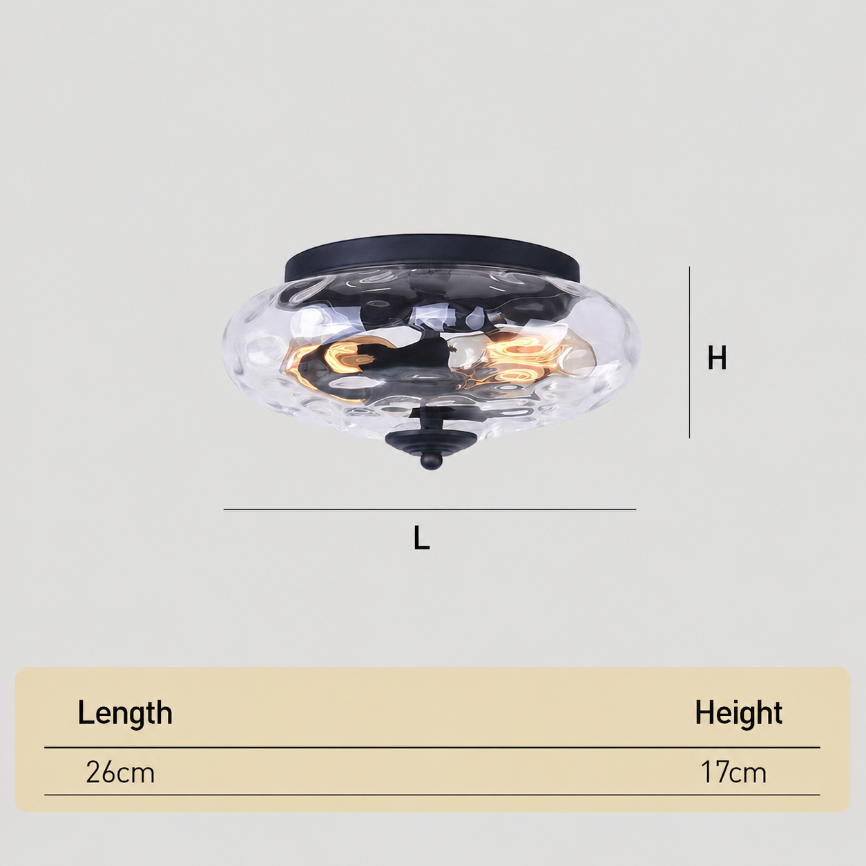 Modern Luxury Hammered Glass Flush Mount Ceiling Light for Entryway
