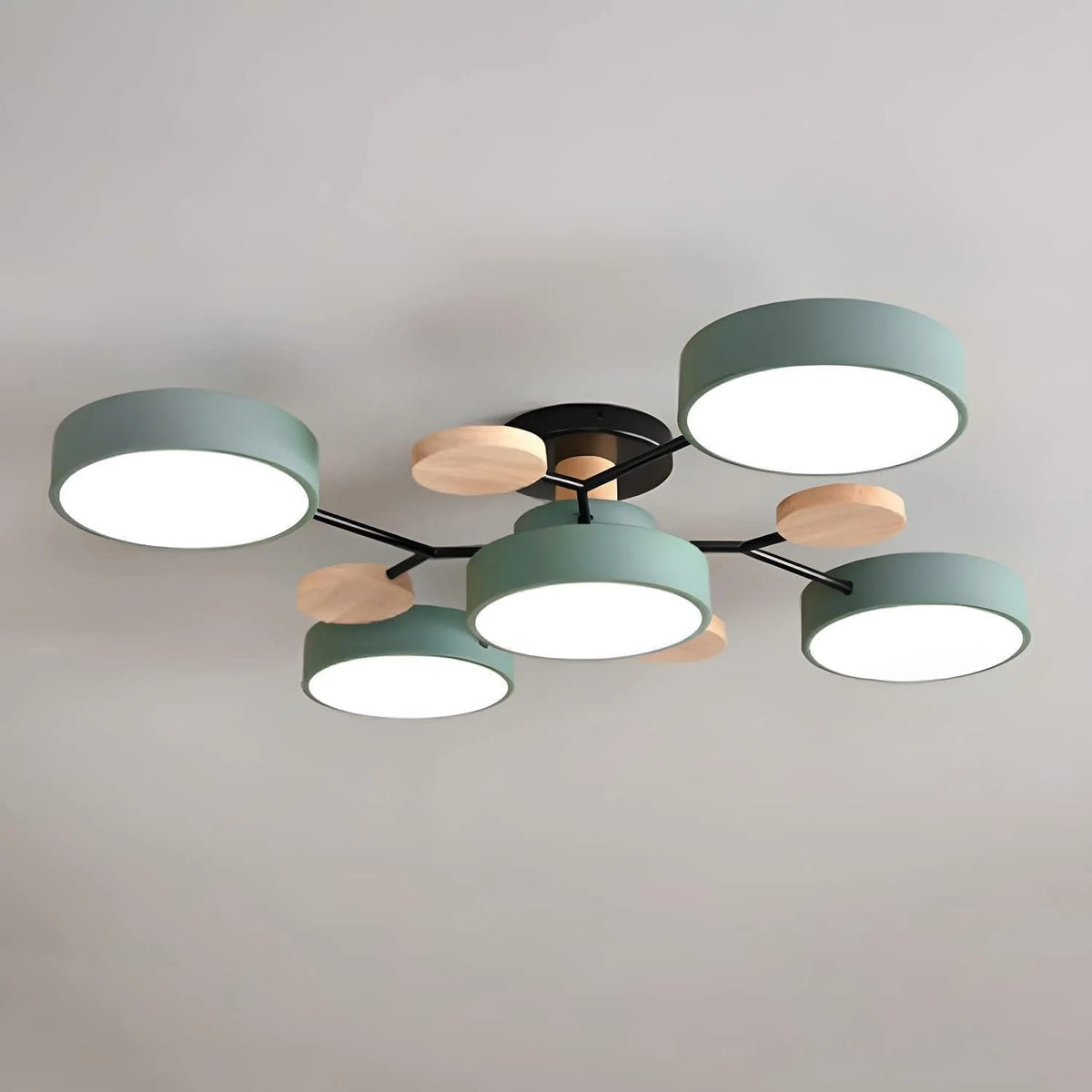 Contemporary Round Iron LED Semi-Flush Chandelier