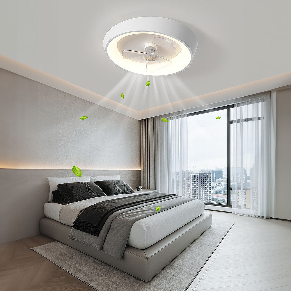 Modern Minimalism Iron White Design Ceiling Fan With Light