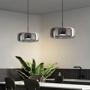 Elegant Amber Glass Iron LED Pendant Lights for Living Room