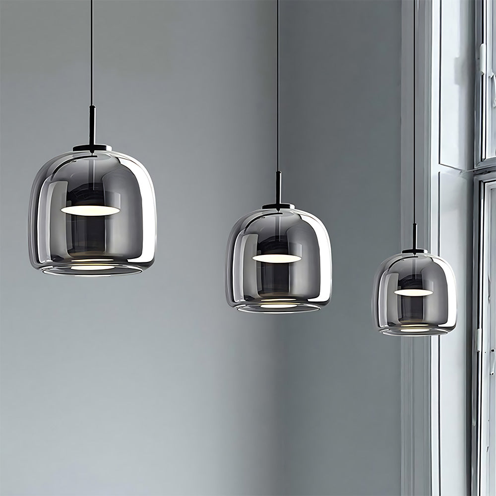 Elegant Amber Glass Iron LED Pendant Lights for Living Room