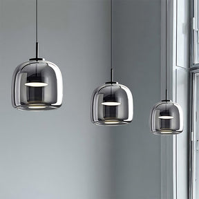 Elegant Amber Glass Iron LED Pendant Lights for Living Room