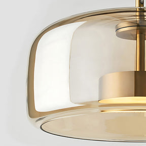 Elegant Amber Glass Iron LED Pendant Lights for Living Room