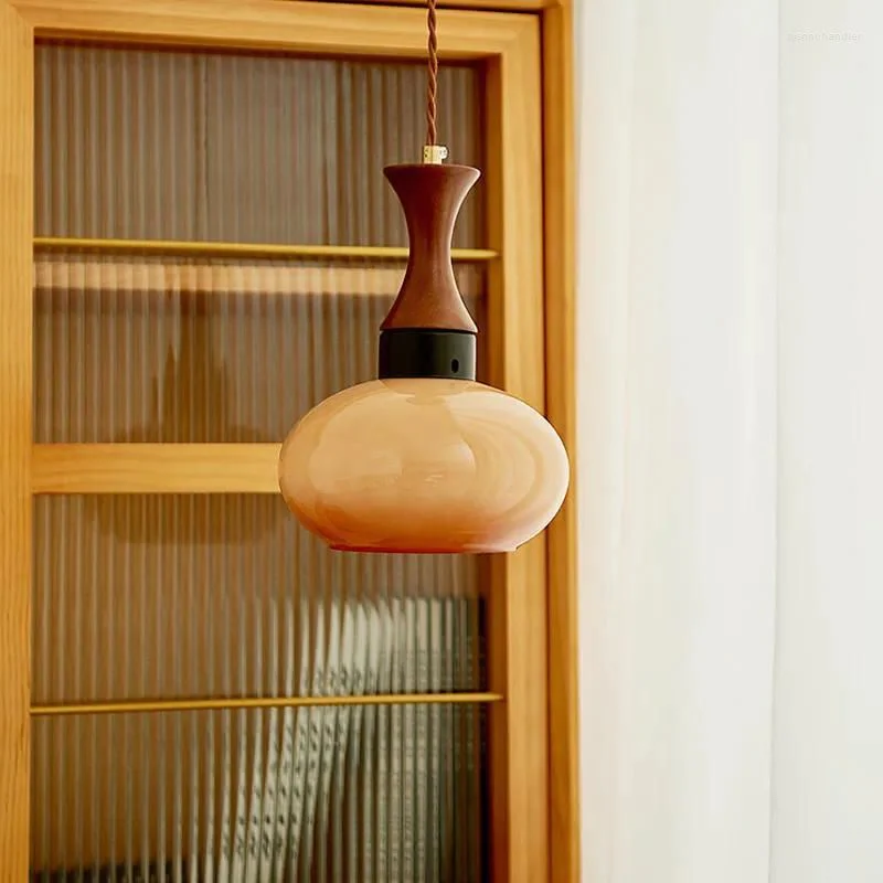 Wooden Yellow Dome Pendant Lights