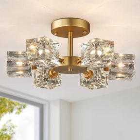 Crystal Semi Flush Mount Bedroom Gold Ceiling Lights