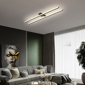 Industrial Minimalist Iron Living Room Double-Linear LED Ceiling Light