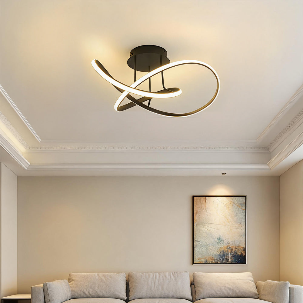 Modern LED Spiral Semi Flush Mount Ceiling Light for Living Room Hallway Kitchen