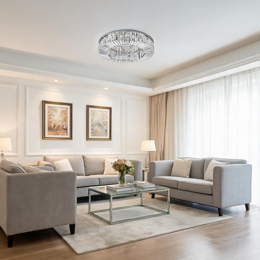 Modern Crystal Flush Mount Ceiling Light Ring Chandelier for Living Room