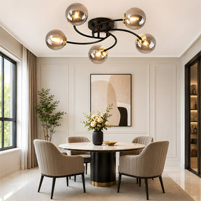 Modern Iron Glass Flush Mount Ceiling Light for Living Room