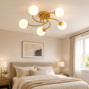 Modern Iron Glass Flush Mount Ceiling Light for Living Room
