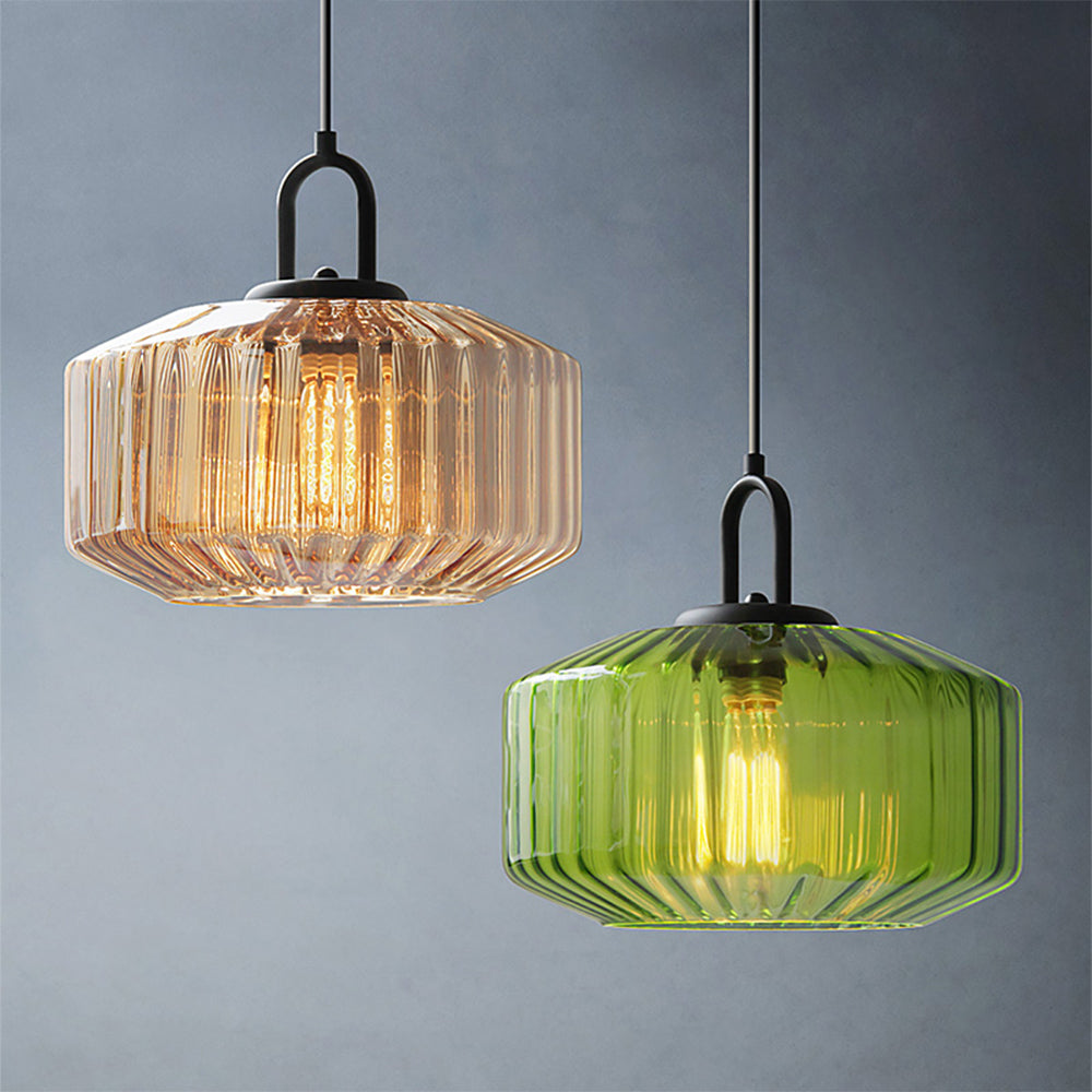 Vintage Striped Glass Pendant Light