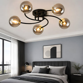 Modern Iron Glass Flush Mount Ceiling Light for Living Room