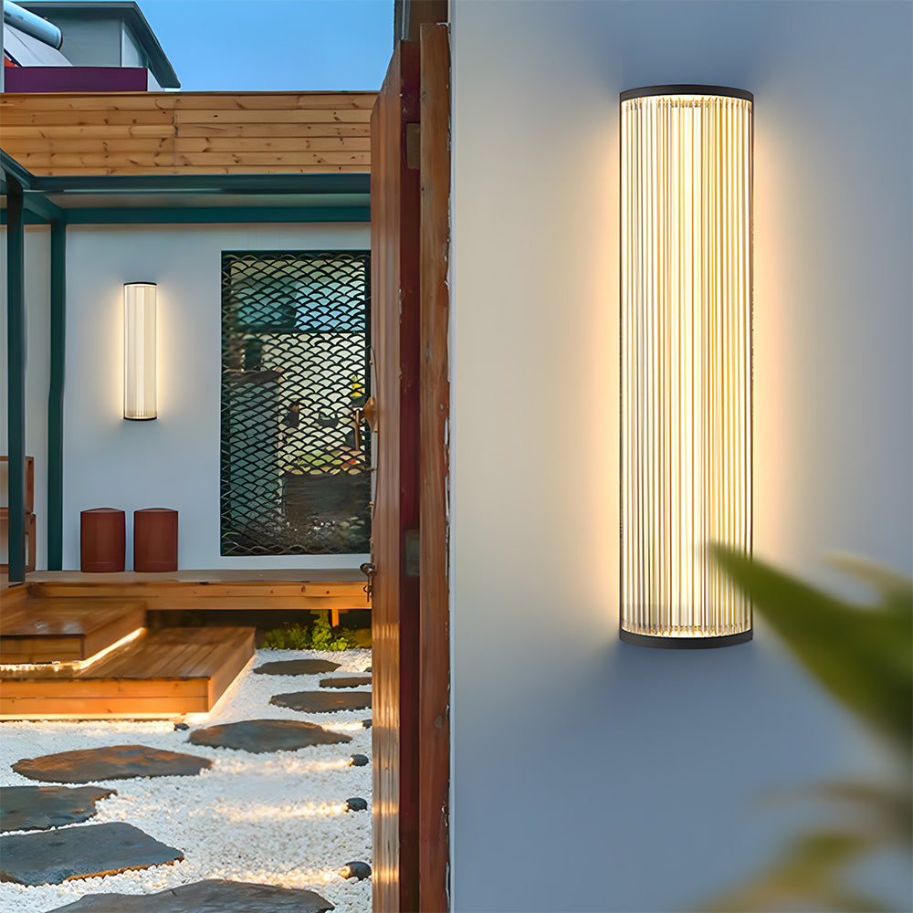 Modern Vertical Glass Stainless Steel Outdoor Wall Lights for Patio Garden