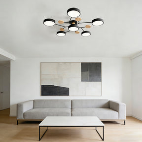 Contemporary Modern Round Black Semi Flush Ceiling Lights