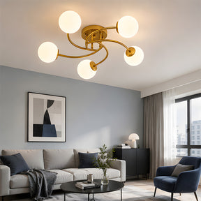 Modern Iron Glass Flush Mount Ceiling Light for Living Room