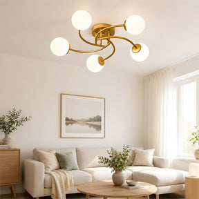 Modern Iron Glass Flush Mount Ceiling Light for Living Room