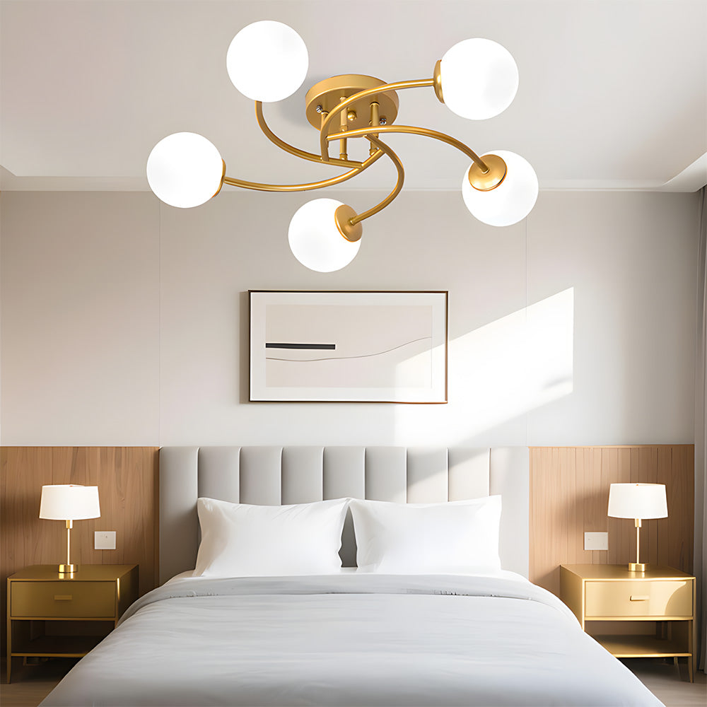Modern Iron Glass Flush Mount Ceiling Light for Living Room