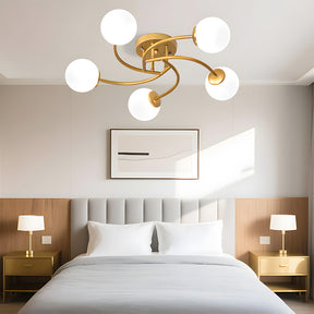 Modern Iron Glass Flush Mount Ceiling Light for Living Room