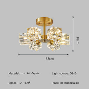 Crystal Semi Flush Mount Bedroom Gold Ceiling Lights