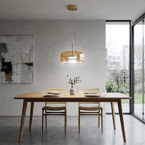 Elegant Amber Glass Iron LED Pendant Lights for Living Room