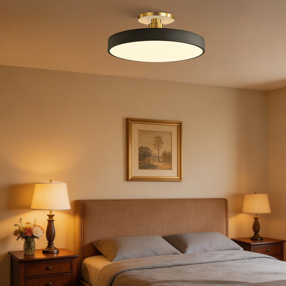 Modern Concise Circular LED Semi Flush Mount Ceiling Lights for Bedroom