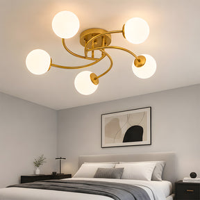 Modern Iron Glass Flush Mount Ceiling Light for Living Room