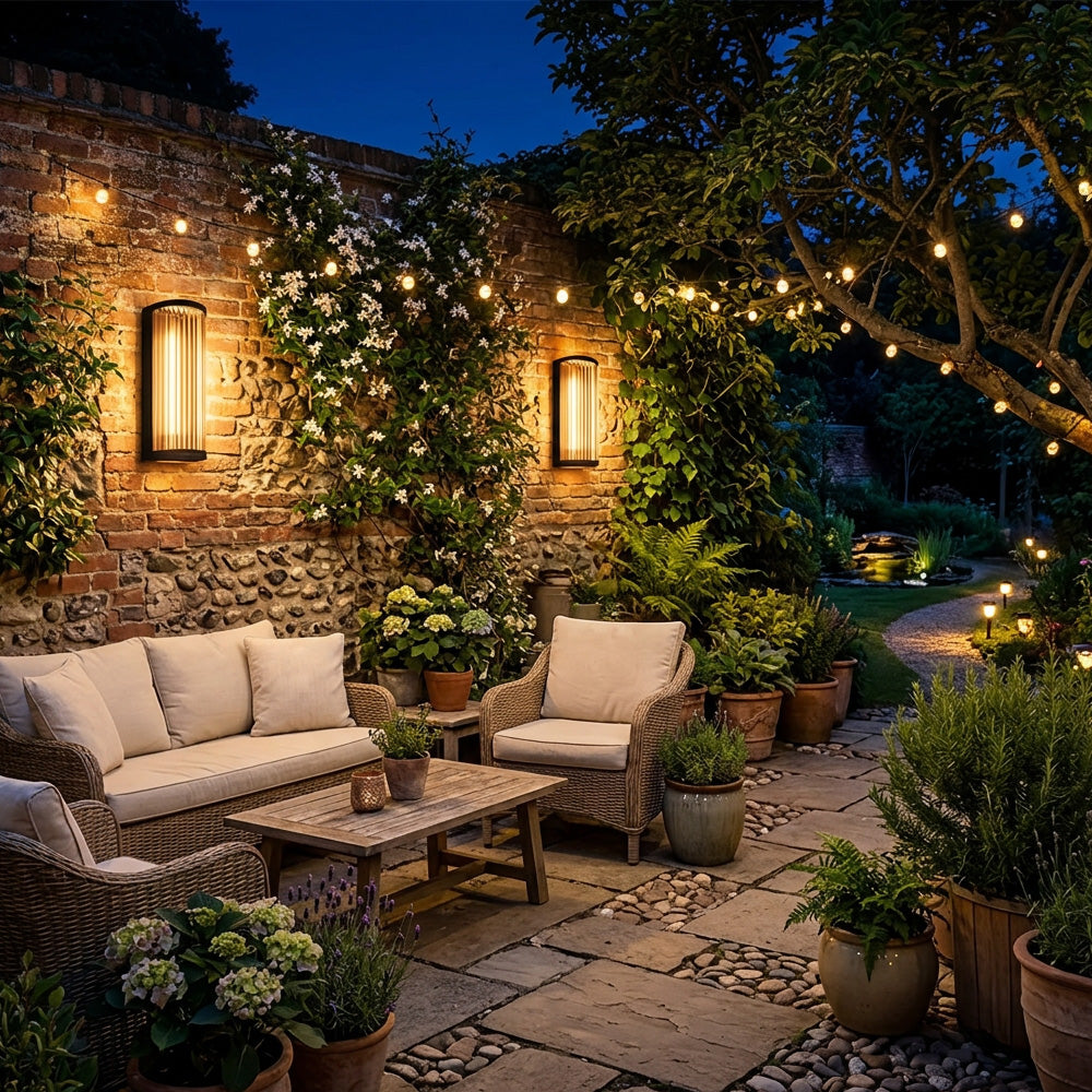 Atlas Fluted Glass Up and Down Outdoor Wall Light