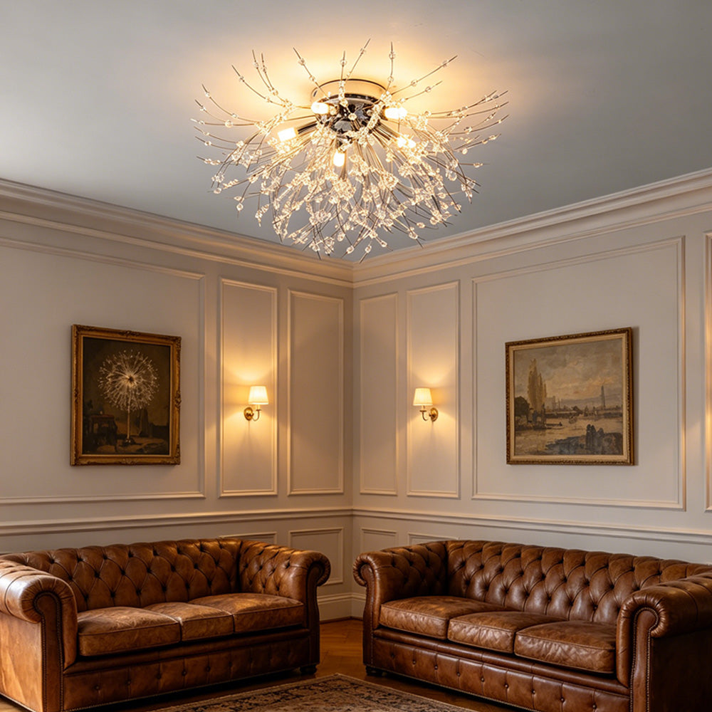 Crystal Flush Mount Chandelier Ceiling Light for Bedrooms, Kitchens, Islands, Corridor