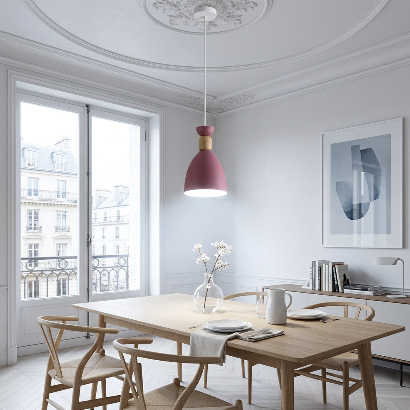 Nordic Wooden Metal Pendant Light Fixture for Kitchen Island