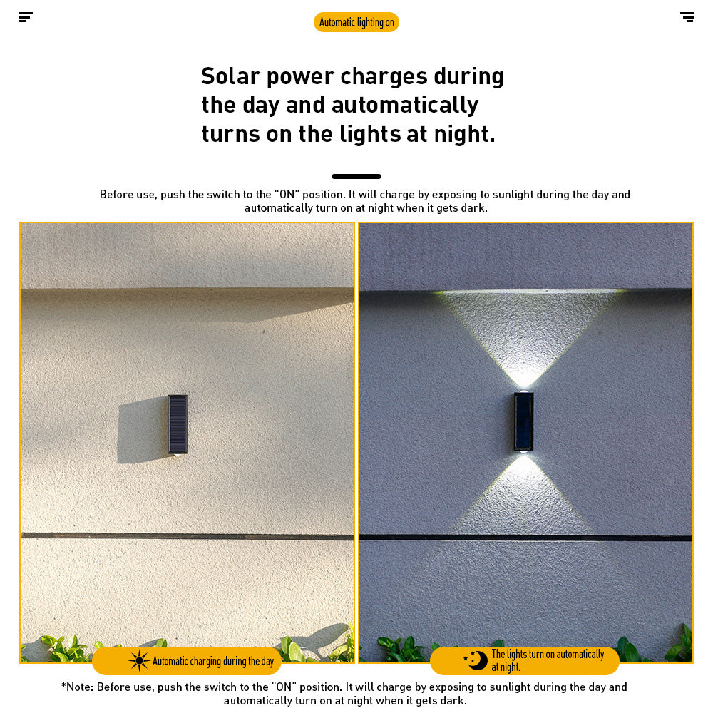 Outdoor Solar Lights Up and Down Modern Outdoor Wall Lights For Garden and Courtyard
