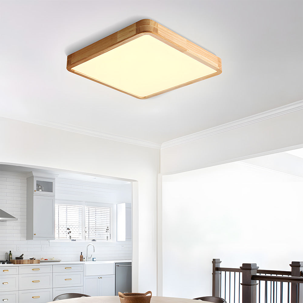 Ultra-thin Wood LED Flush Mount Ceiling Lamp