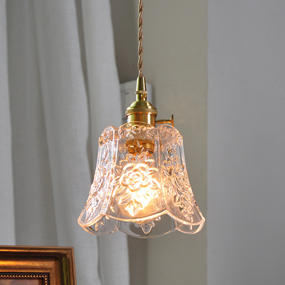 Flower Glass Clear Dining Room Pendant Light