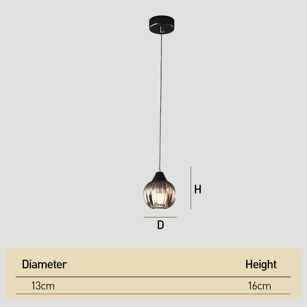 Modern Black Ribbed Glass Easy Fit Lamp Shade for Bedroom Living Room