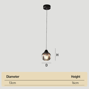 Modern Black Ribbed Glass Easy Fit Lamp Shade for Bedroom Living Room