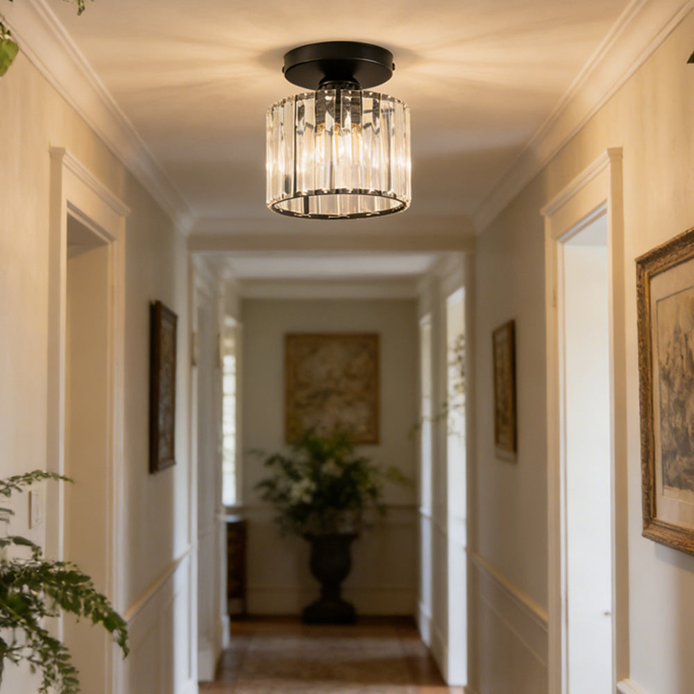 Hallway Crystal Semi-flush Mount Ceiling Lights in Black