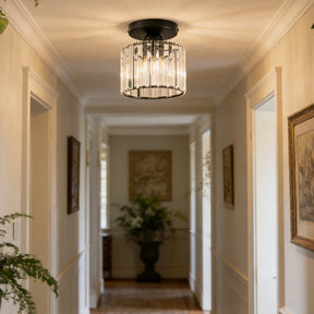 Hallway Crystal Semi-flush Mount Ceiling Lights in Black
