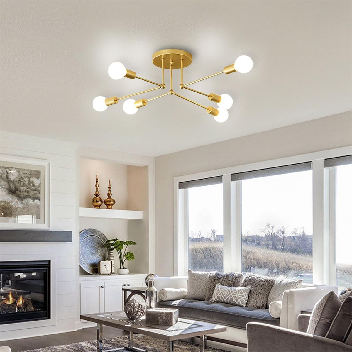 Modern Muti-Lights Stylish Gold Iron Living Room Ceiling Lights