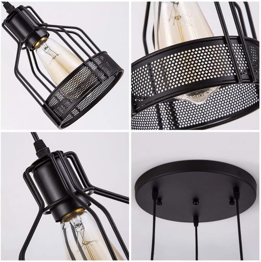 Black Iron  Multi-Bulbs Vintage Island Light For Dining Room