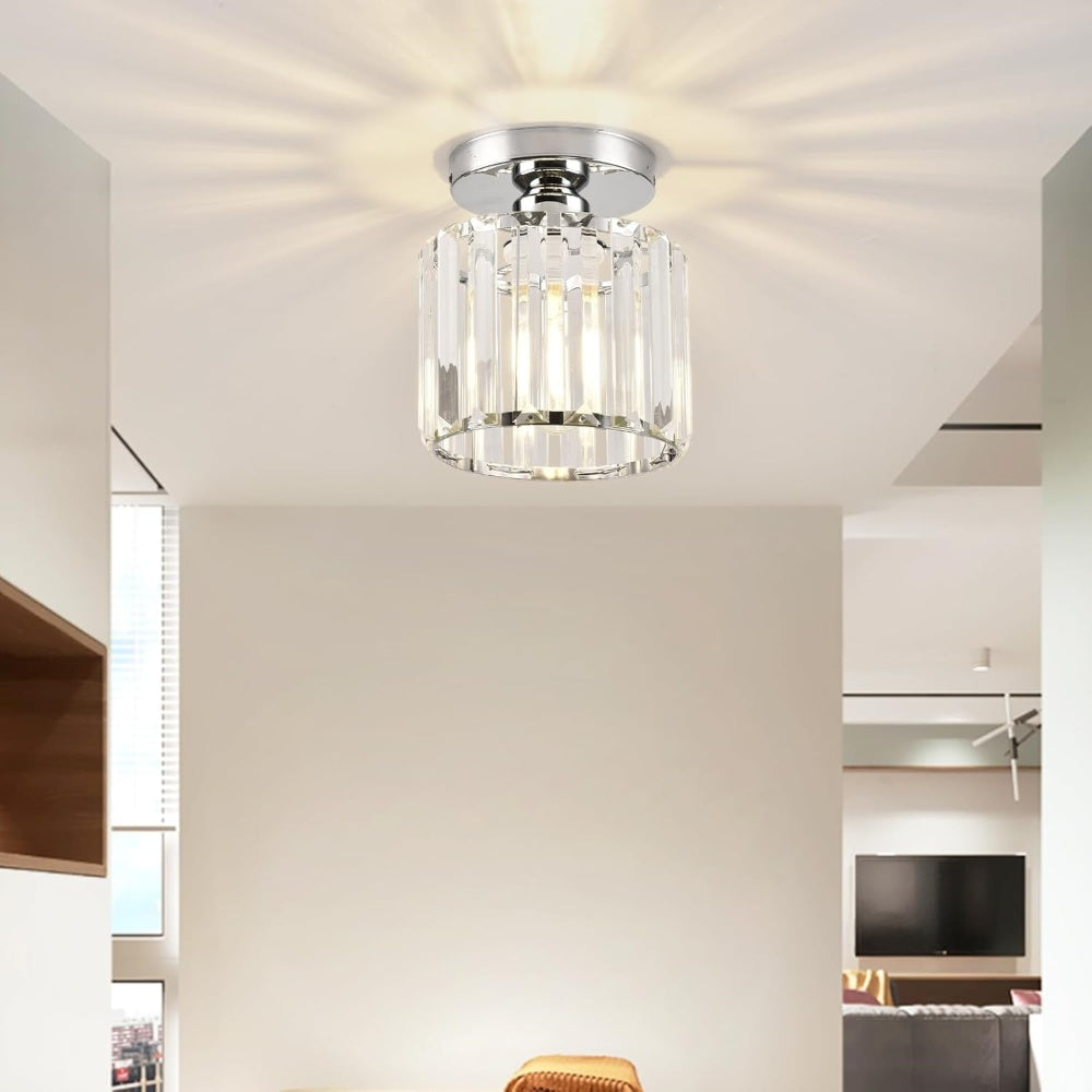 Modern Simplicity Clear Striped Glass Shade Ceiling Light