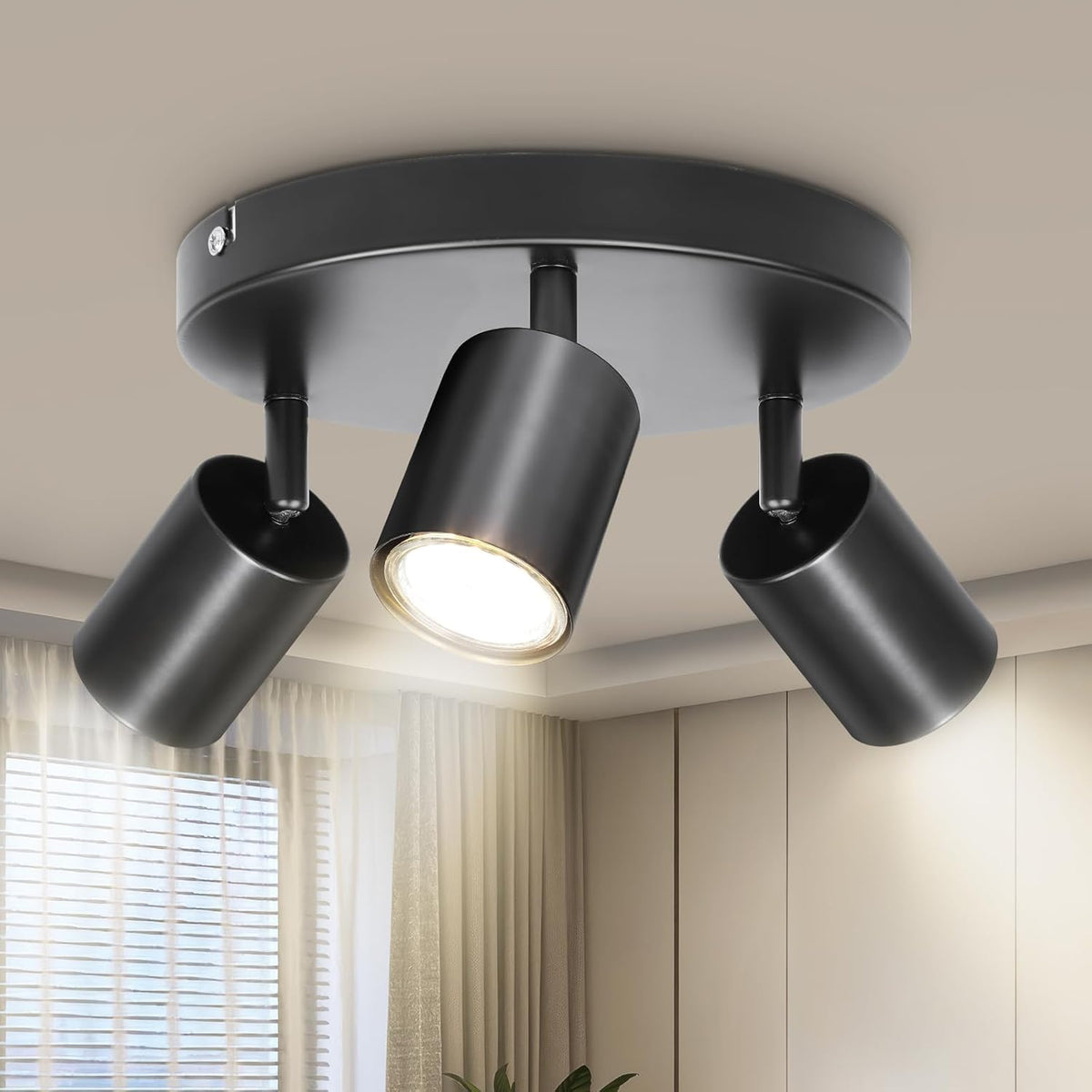 Three Bulbs Adjustable Modern Iron Living Room Track Spotlights