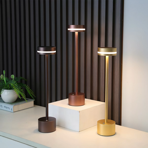 Modern I-Shaped Metal Rechargeable Dimmable Touch Table Lamp for Bedroom Tea Room