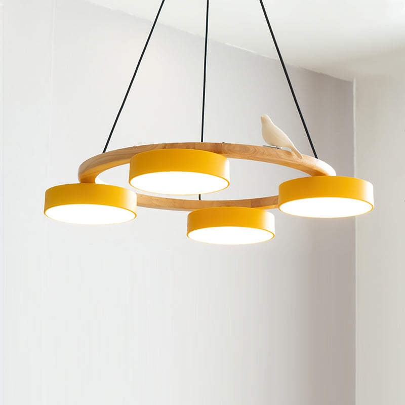 Modern Wood Bird Pendant Lights Creative LED Chandelier for Living Room, Dinning Area