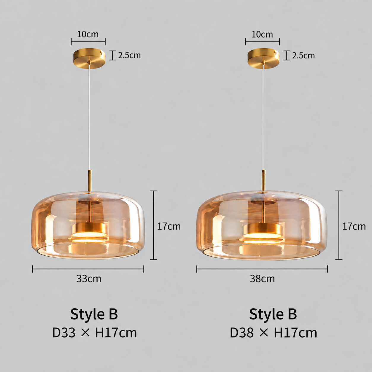 Elegant Amber Glass Iron LED Pendant Lights for Living Room