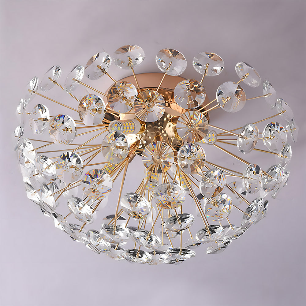 Elegant Gold Flush Mount Crystal Ceiling Lights for Living Room