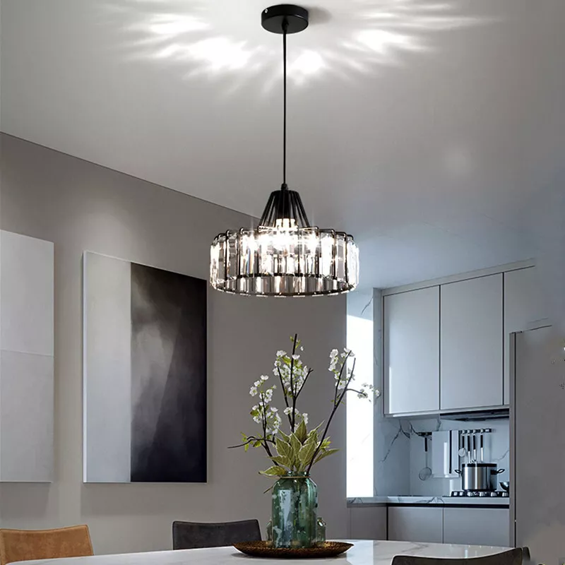 Modern Black Crystal Pendant Light