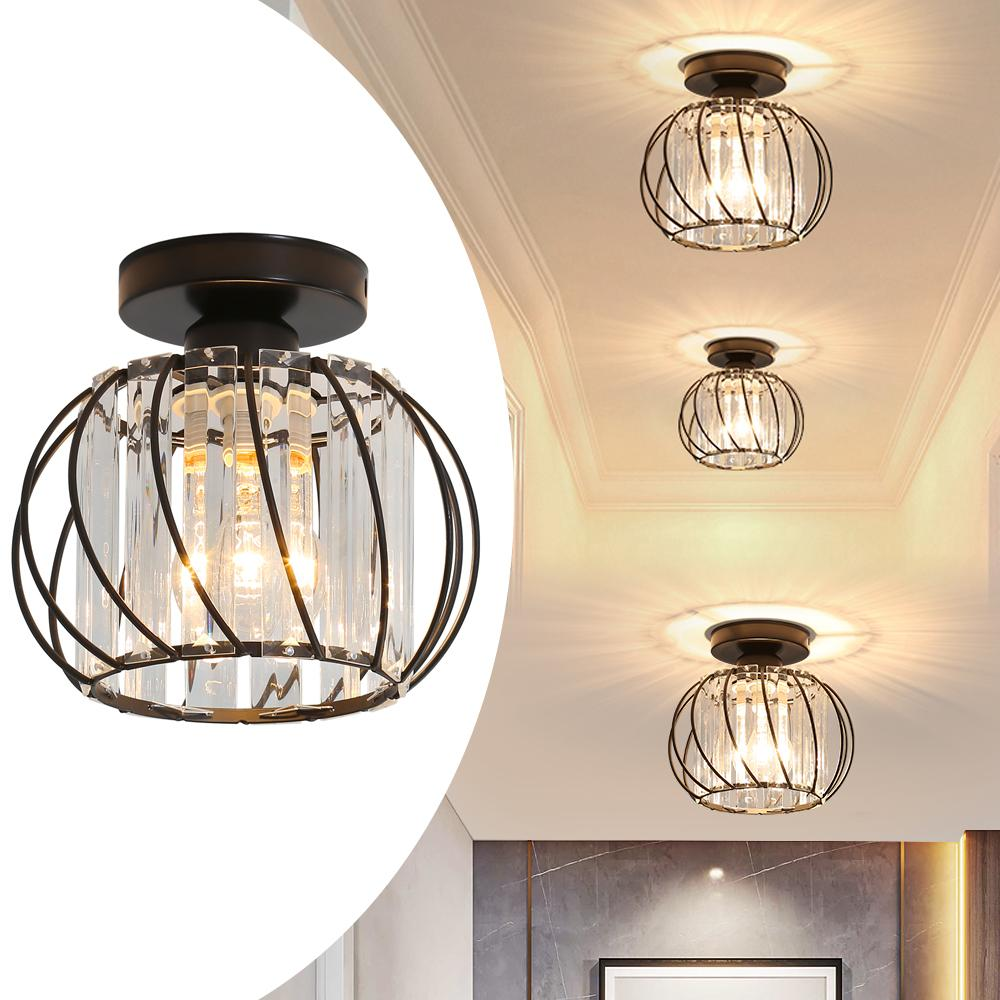 Set of 2 Black Simple Luxury Glass Hallway Ceiling Light