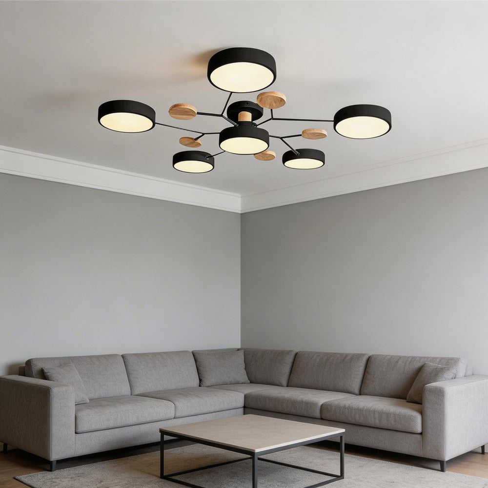 Contemporary Modern Round Black Flush Ceiling Lights
