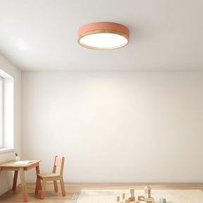 Contemporary Round Flush Mount Wooden Acrylic LED Ceiling Lights for Dining Room