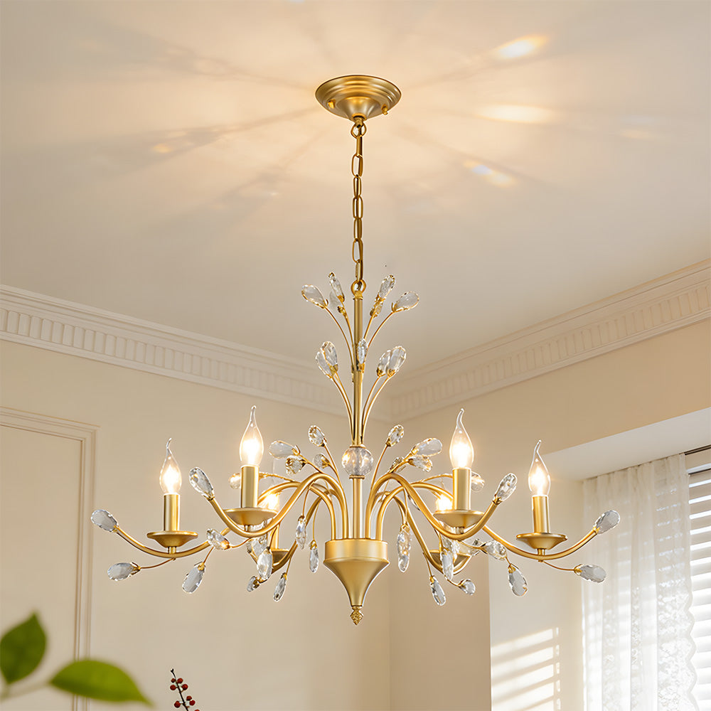 Modern Floral and Clear Glass Leaf Crystal Pendant Lights for Kitchen Island