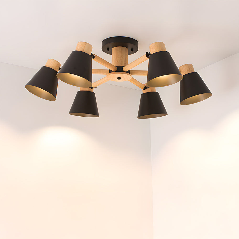 Wooden Close to Ceiling Lamps for Living Room